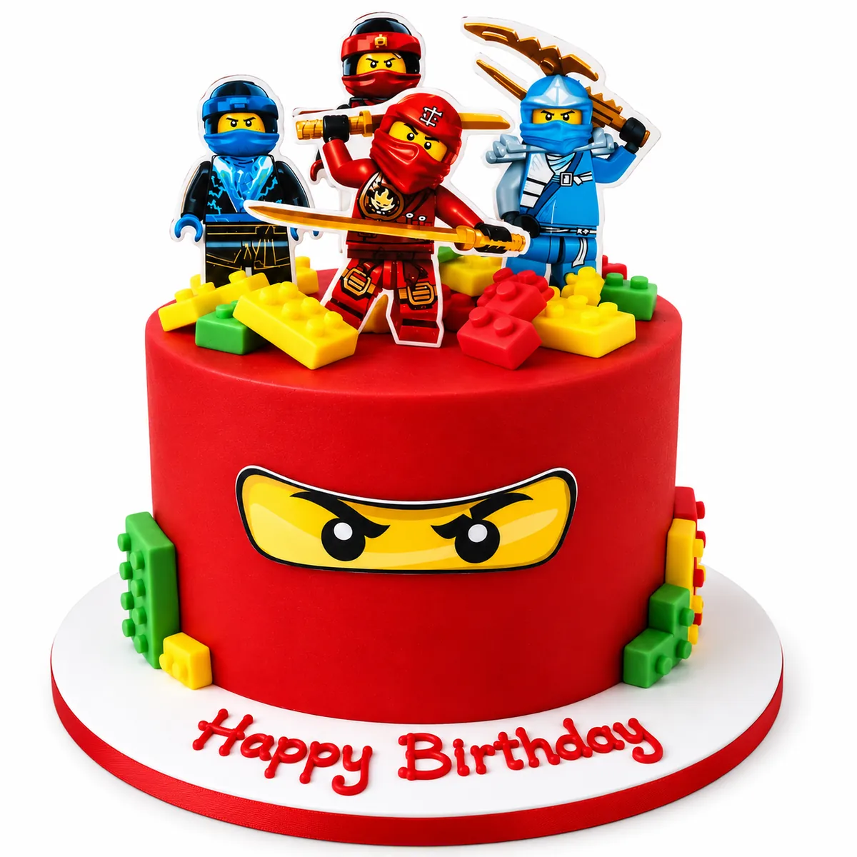 Ninjago Inspired Characters And Blocks Cake